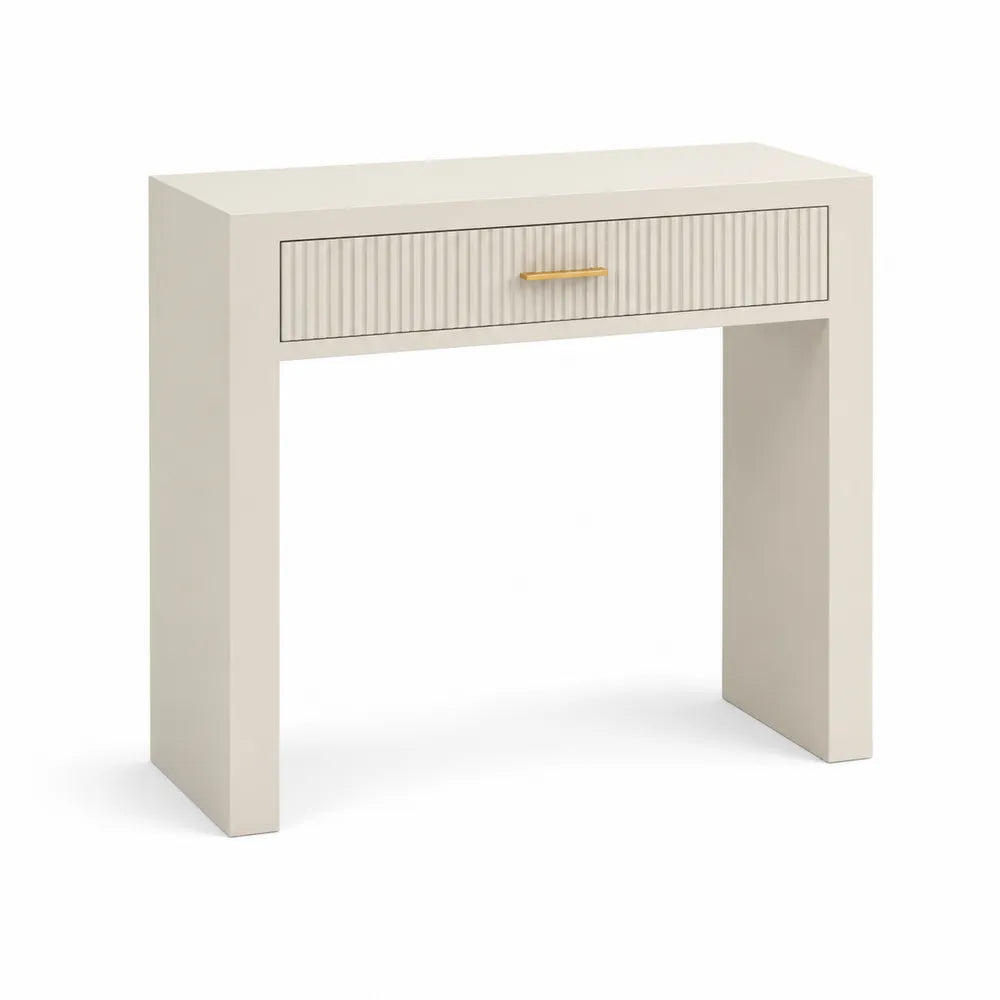 Konsolentisch Flurtisch mit Schublade MDF Holzwerkstoff Rechteckig Weiß Gold 100 x 35 x 80 cm