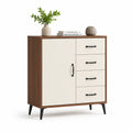 Sideboard Kommode mit Tür Schubladen MDF Holzdekor Metallbeine Braun Beige Schwarz 120 x 40 x 85 cm