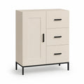 Sideboard Kommode mit Tür Schubladen MDF Metallgestell Beige Schwarz 100 x 40 x 120 cm