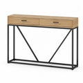 Konsolentisch MDF mit Schubladen Stahlgestell rechteckig Eiche Schwarz 120 x 35 x 80 cm
