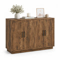 Sideboard mit 4 Türen MDF Holzoptik Metallgriffe Schwarz Braun 160 x 40 x 80 cm