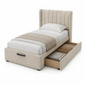 Stauraumbett Polsterbett Einzelbett mit Schubladen Polyesterbezug Beige 90 x 200 cm