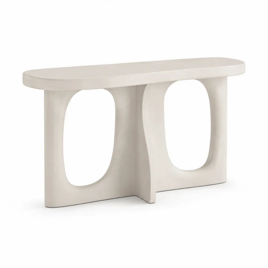 Konsolentisch Flurtisch MDF Rechteckig mit ovalen Ausschnitten Cremeweiß 120 x 35 x 80 cm